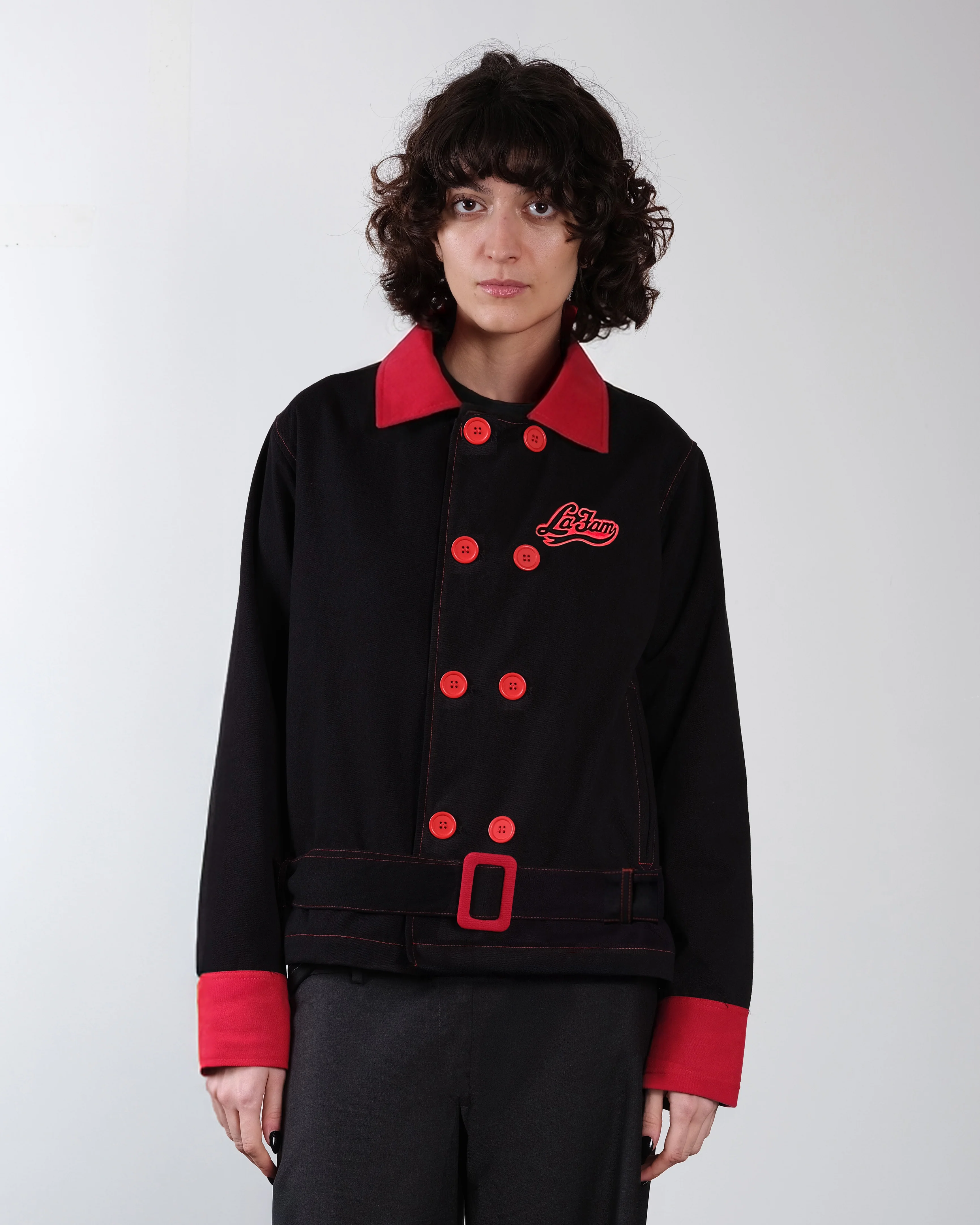 belted jacket black/red - Image 3