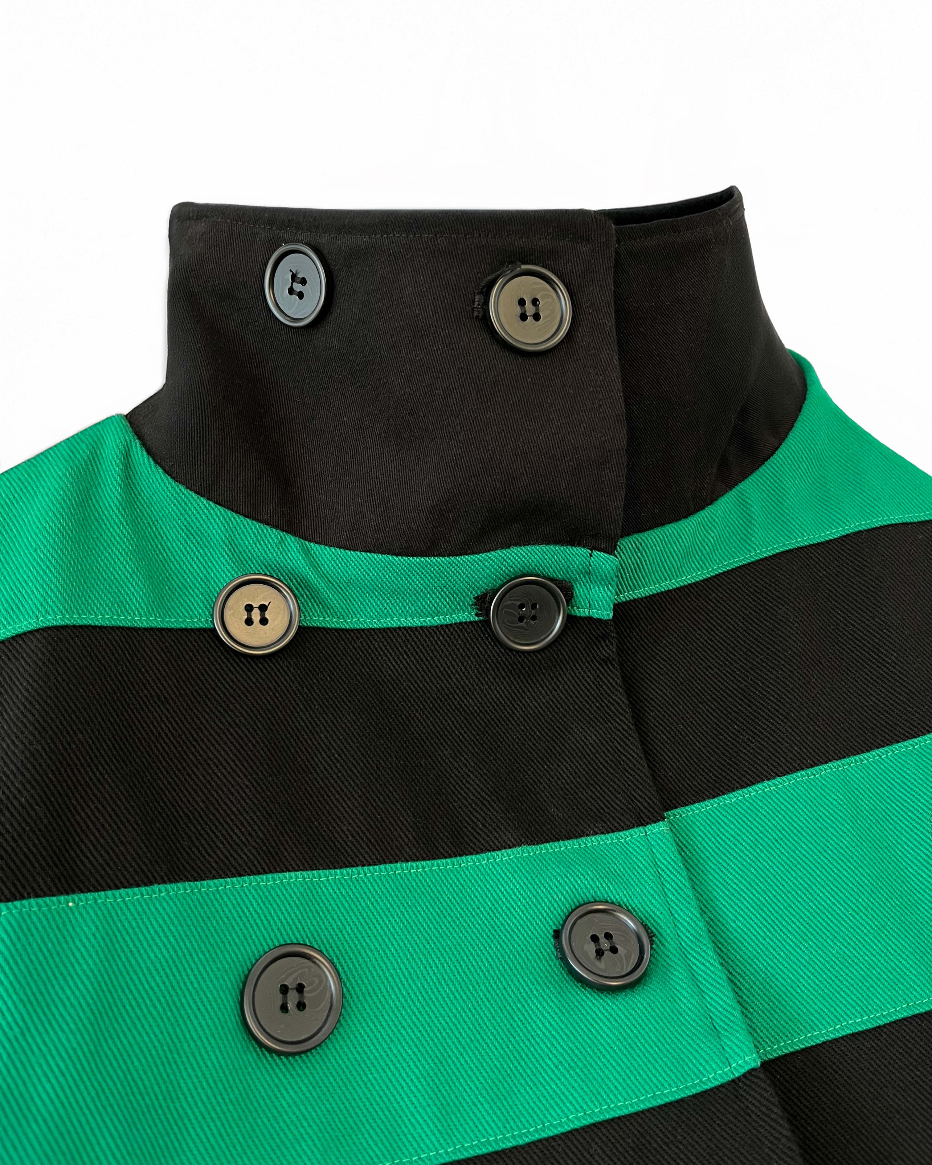 Belted striped jacket green/navy - Image 3