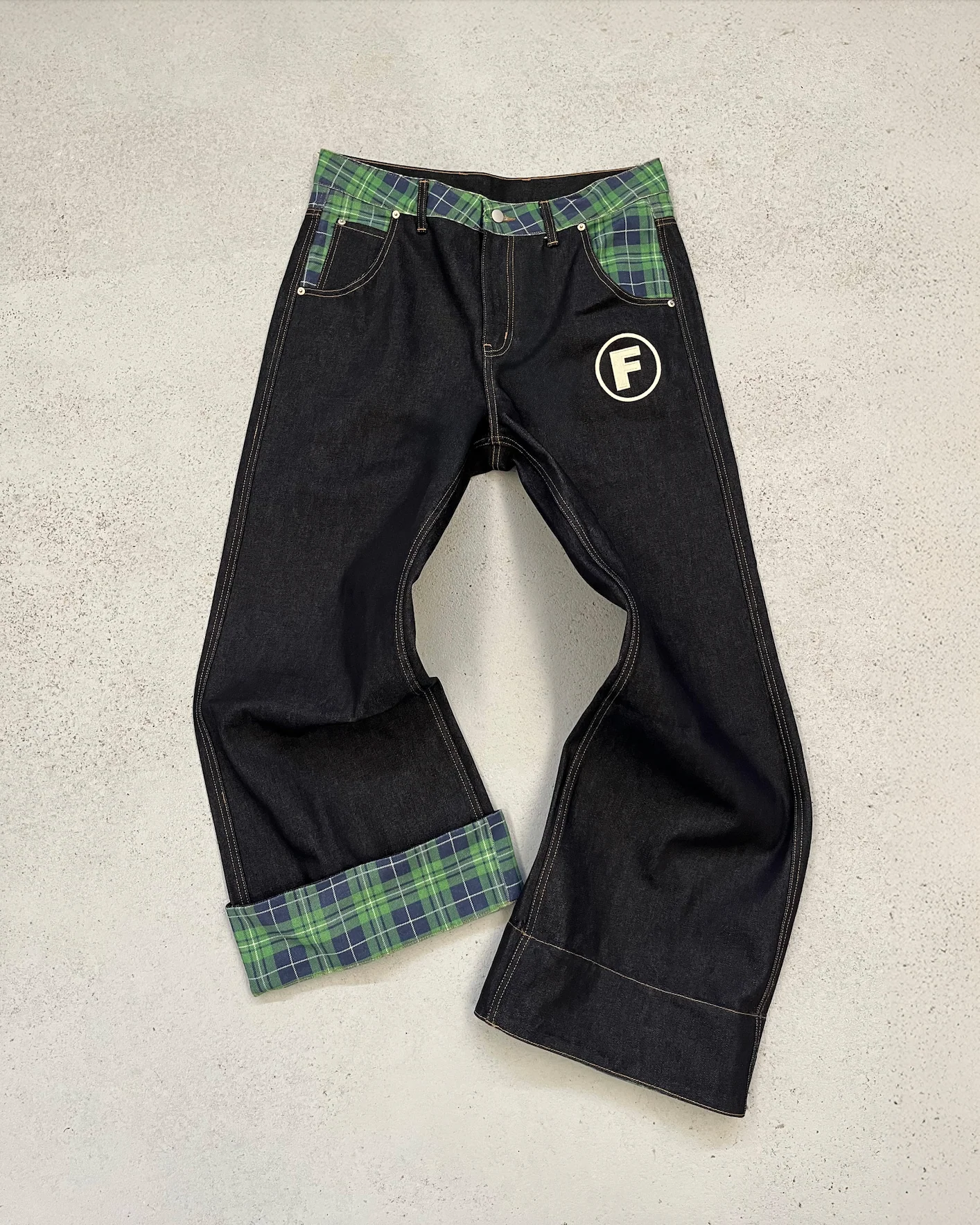 Checkered F denim jeans - Image 3