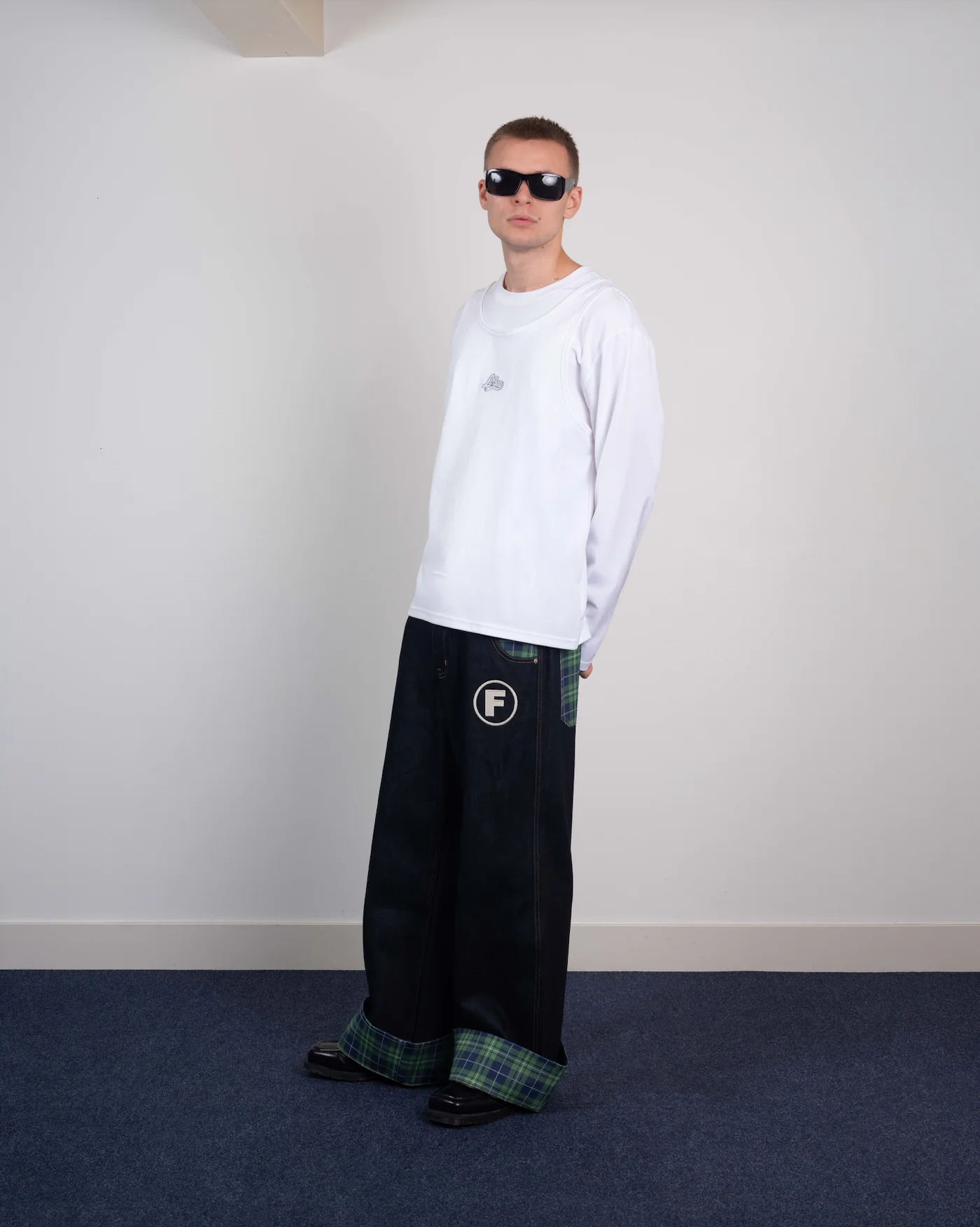 Checkered F denim jeans - Image 6