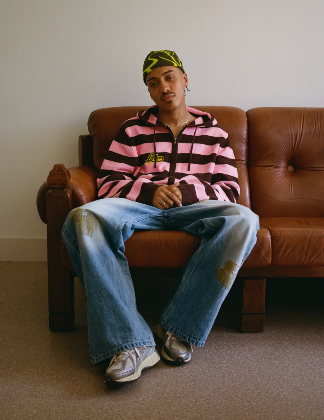 Knit striped hoodie pink - Image 5