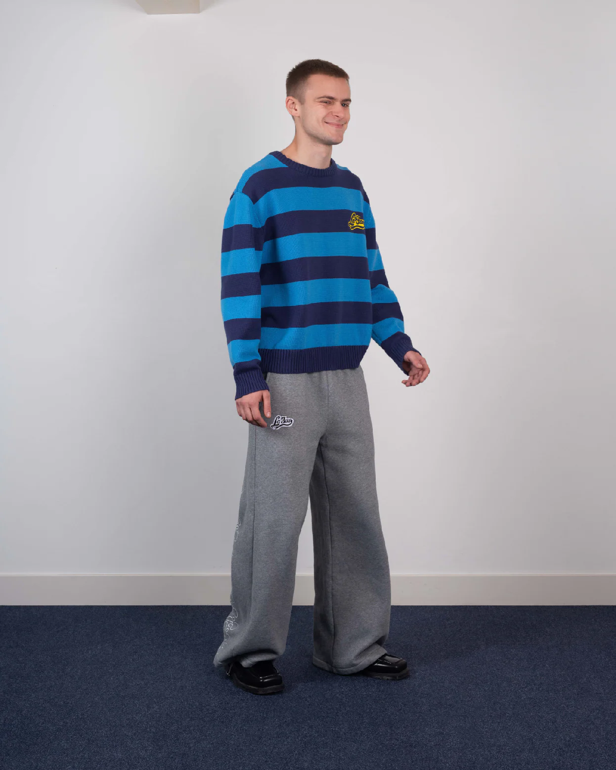 striped knit sweater dubbel blue - Image 4