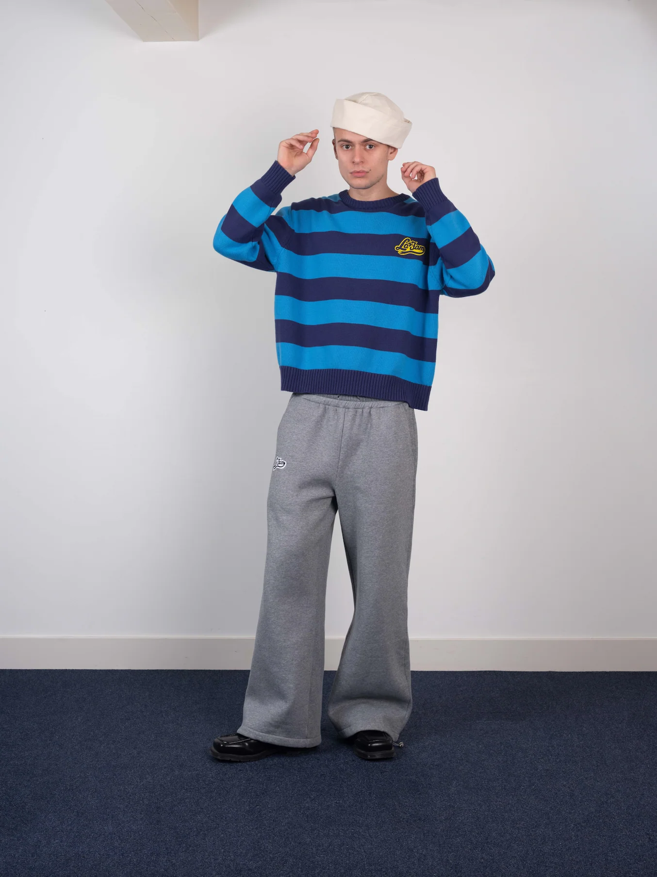 striped knit sweater dubbel blue - Image 5