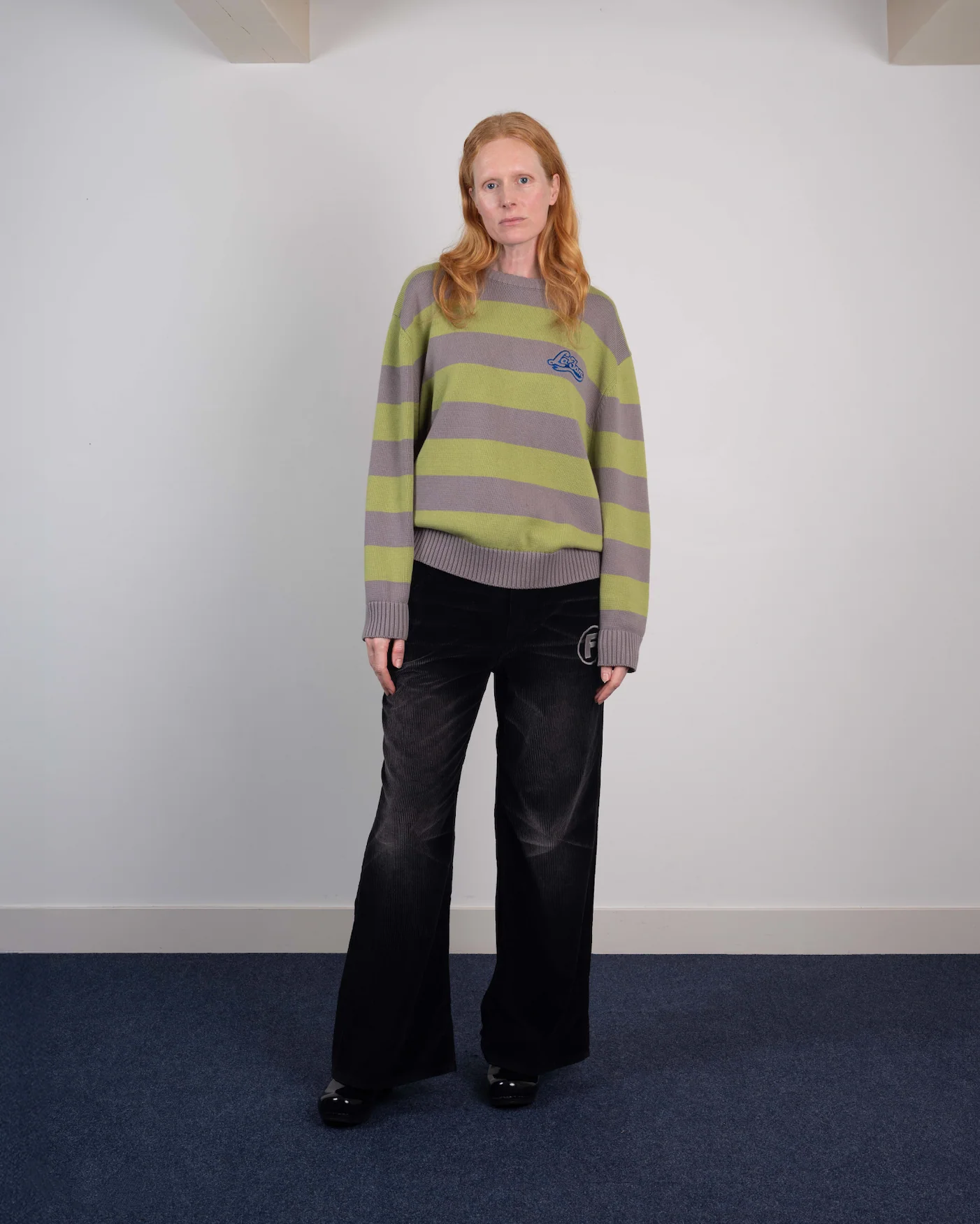 striped knit sweater green/grey - Image 3