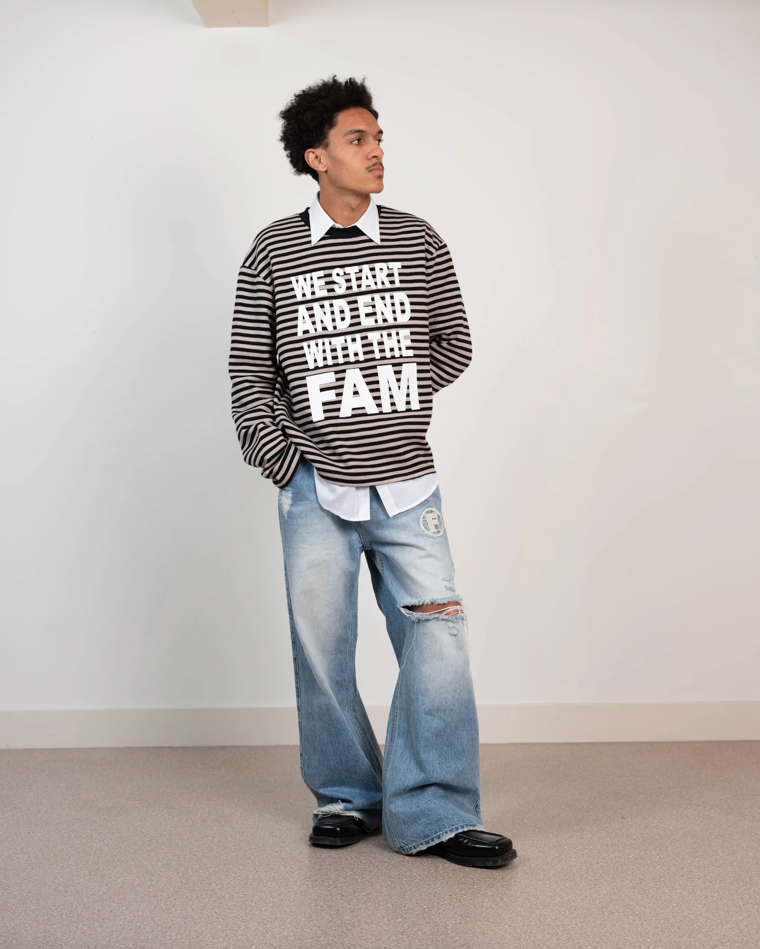 striped wsaewtf longsleeve black/grey - Image 3